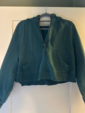 Lululemon Teal Half-Zip Cropped Scuba Pullover Sweatshirt